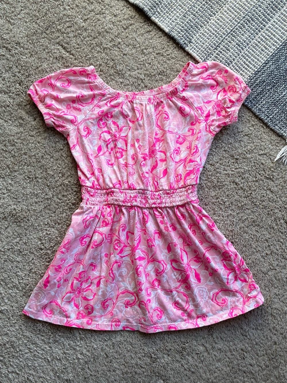 Lilly Pulitzer Pink Swirl Print Girls Casual Dress S (4-5)